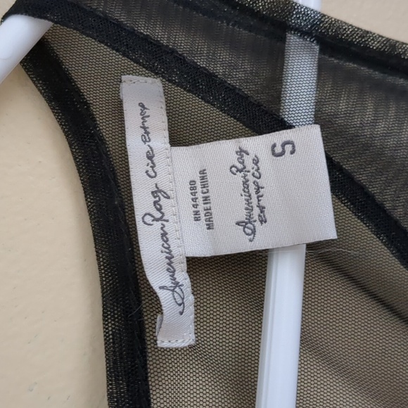 Small American Rag Dress Mesh Lace Floral Black White Back Zipper - Picture 6 of 13